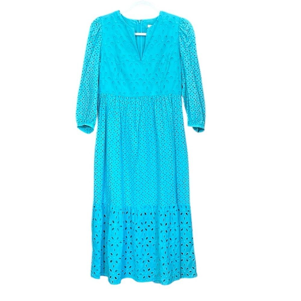 New Tyler Böe Isador Eyelet Midi Dress Women’s Size Small in Seaside Blue